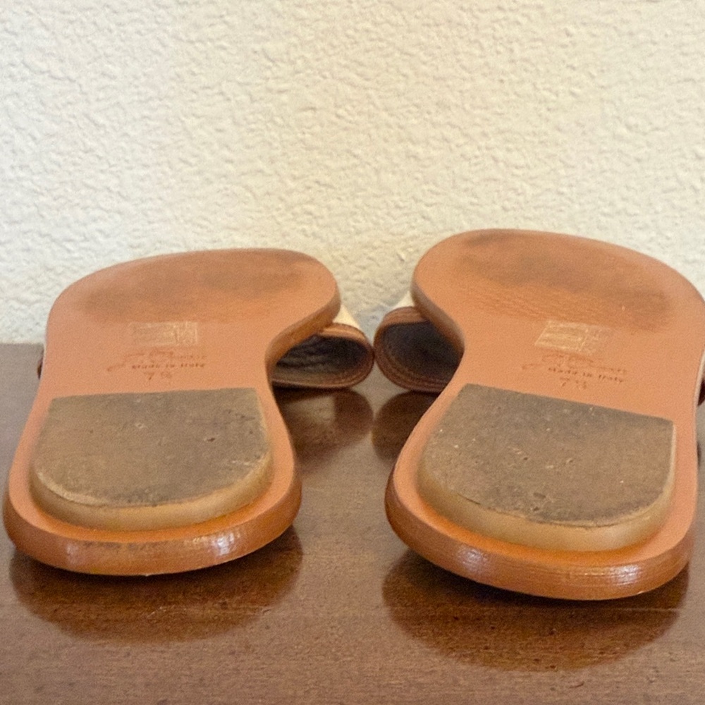 JCrew Elegant Slide sandals in Rich Oak canvas and leather 7.5 - Picture 9 of 9